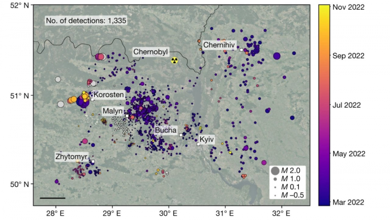 Це страшно. Сейсмологи створили карту вибухів на півночі України в перші місяці повномасштабної війни